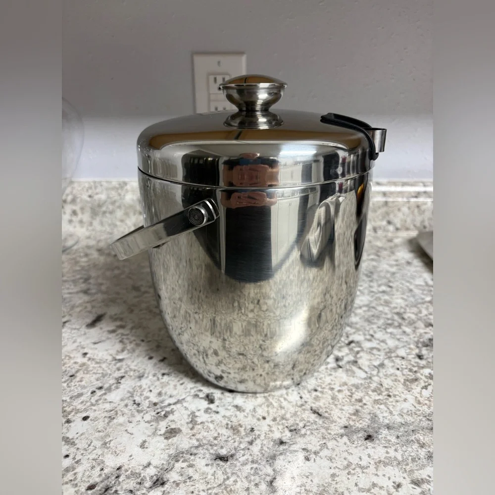 Threshold Stainless Steel Ice Bucket With Tongs And Lid Sleek Design Tongs Fit